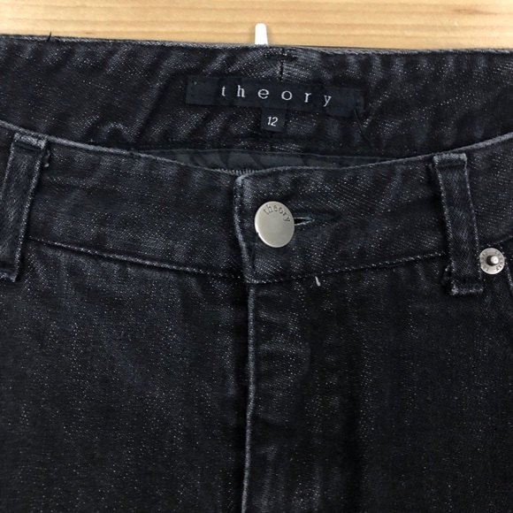 Theory Black Flare Leg Stretch Denim Jeans Mid-rise Made in USA - Picture 3 of 6